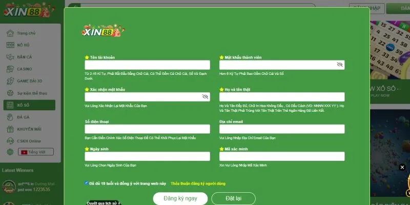 Đăng ký tài khoản và tham gia vào sảnh chơi mua số
